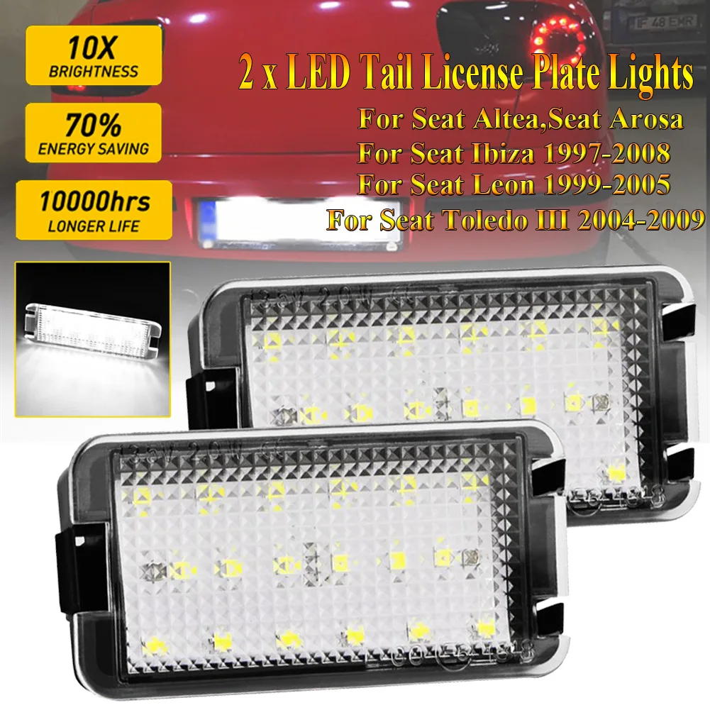 

2x LED Tail Number License Plate Lights Lamps Error Free For Seat Ibiza 6L ab for Seat Altea CORDOBA/LEON/Toledo III 2004-2009