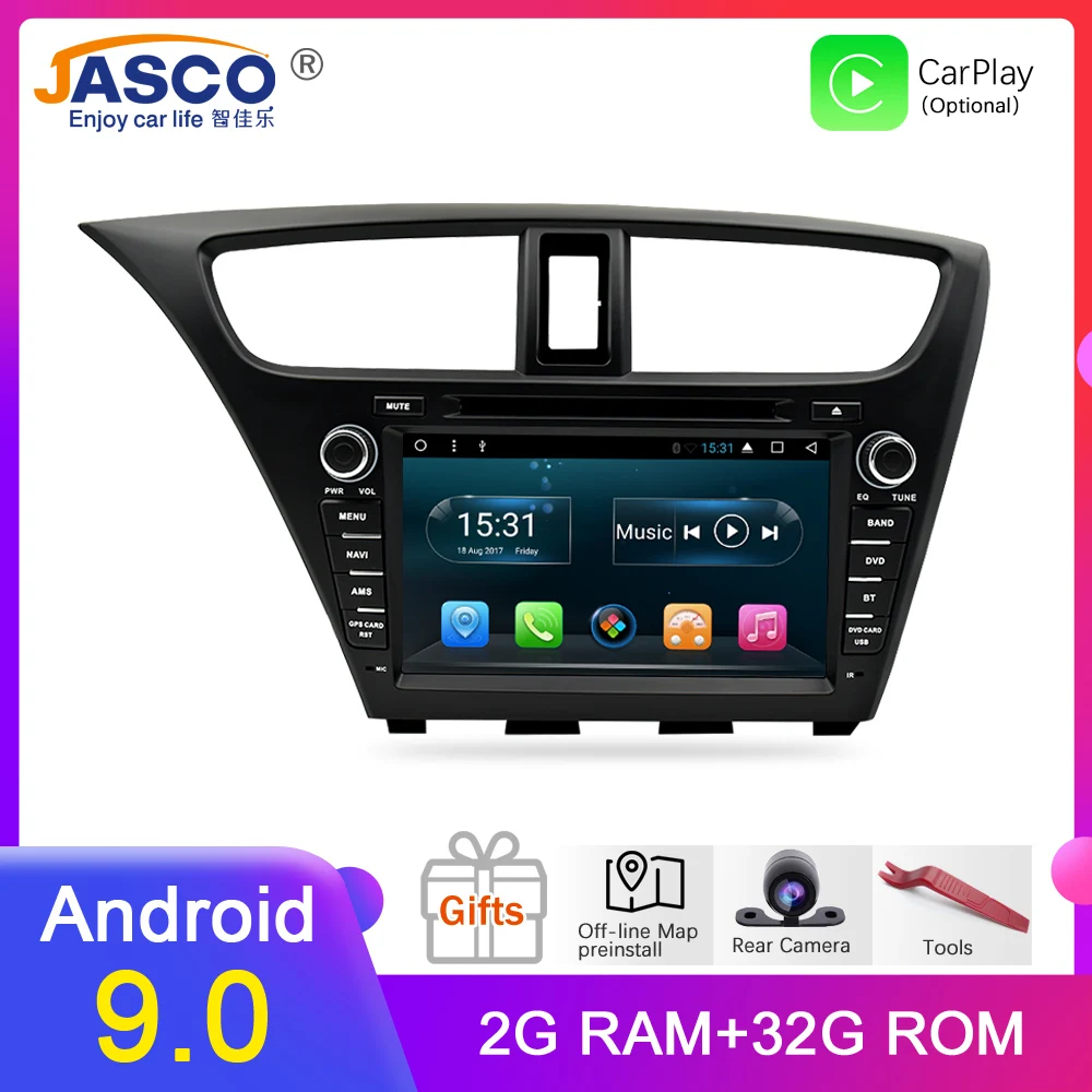Автомагнитола с DVD плеером Android 9 0 для Honda Civic Hatchback 2013 + RDS GPS Glonass навигация аудио