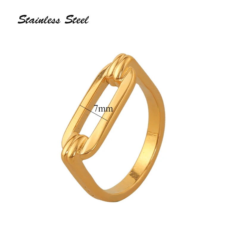 

GHIDBK 2020 Fashion Stainless Steel Women Statement Jewelry Wholesale Unique Design Minimaalist Hollow Rome Geometrical Rings
