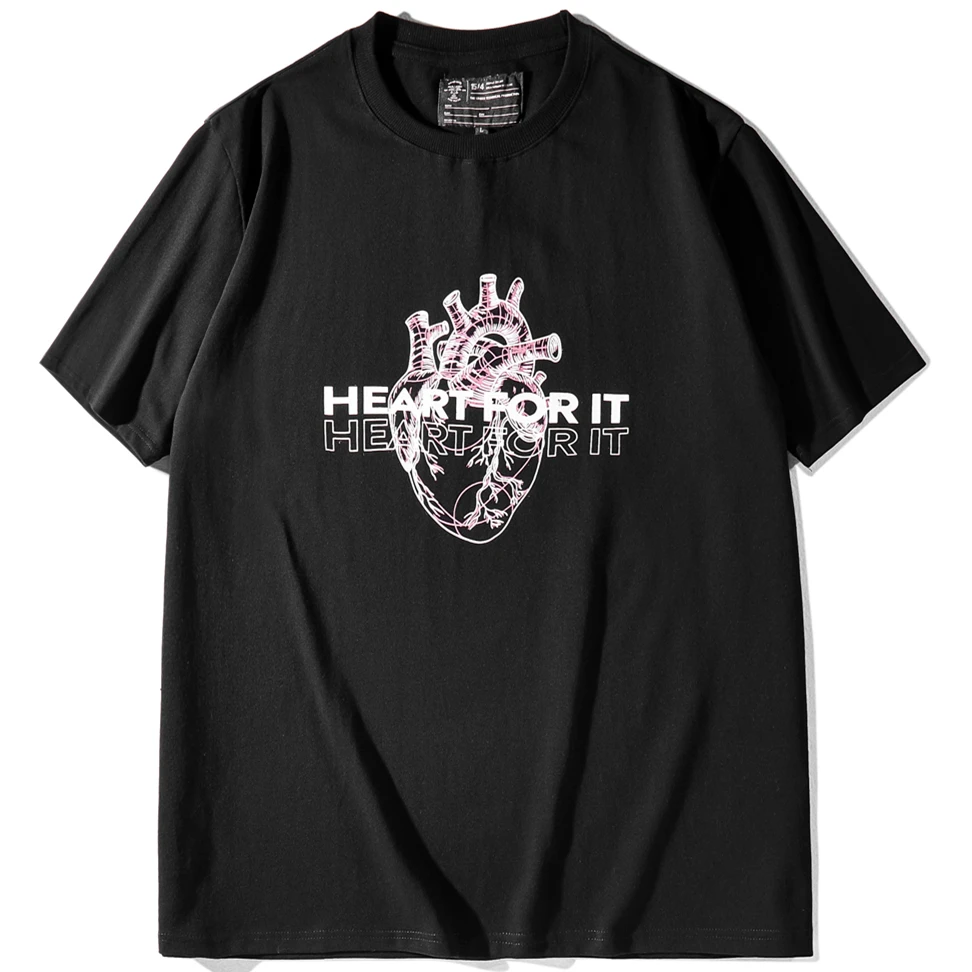 Белые Повседневные футболки для мужчин с принтом букв и сердца мужские хип-хоп
