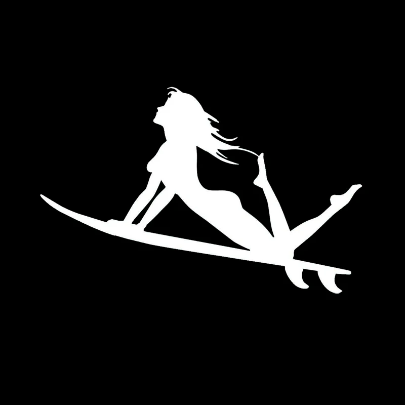 

FOK 17*11CM Sexy Girl Surfing Car Stickers Interesting Car Styling Vinyl Decals Black/Silver