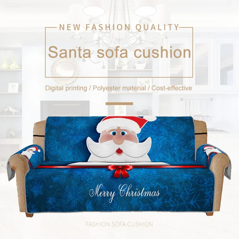 

2020 Christmas Santa 3D Digital Printed Sofa Dustproof Cover Seater Elastic Stretch Protective Cover Machine Washable Sofa Cove