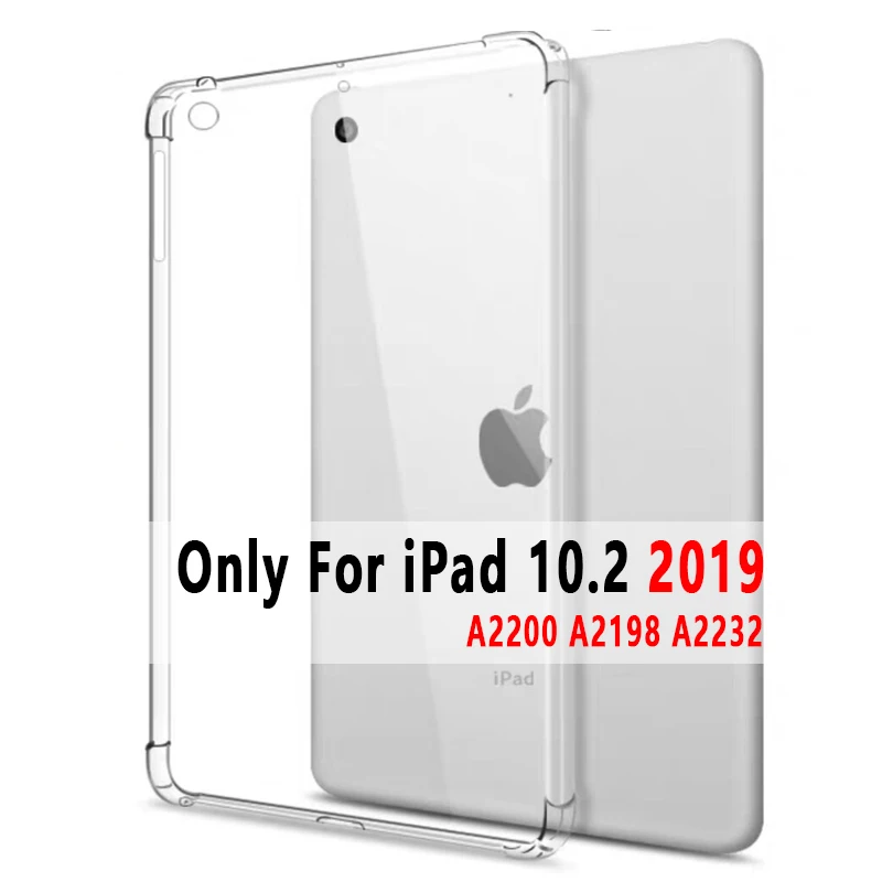 For iPad 10.2 2019 Прозрачный прямая сопротивление силиконовый чехол для Apple iPad 2/3/4 9,7 Air 1 2 5 6 iPad Pro 9,7 11 10,5 12,9 мини-платье на возраст 2, 3, 4, 5, 10,2 чехол - Цвет: For iPad 10.2 2019