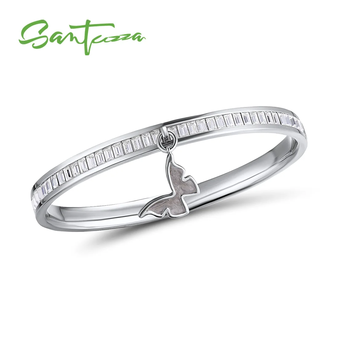 White Rhodium(Gray) Женский многоцветный браслет с бабочкой и сверкающими кристаллами, элегантные модные ювелирные изделия ручной работы, эмаль - Окраска металла: White Rhodium(Gray)