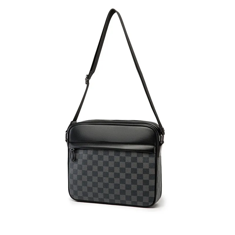 

Fashion Messenger Shoulder Bags For Men Plaid Commute Waterproof Men Crossbody Bags Vintage Luxury Leather Man Cross Body Bag