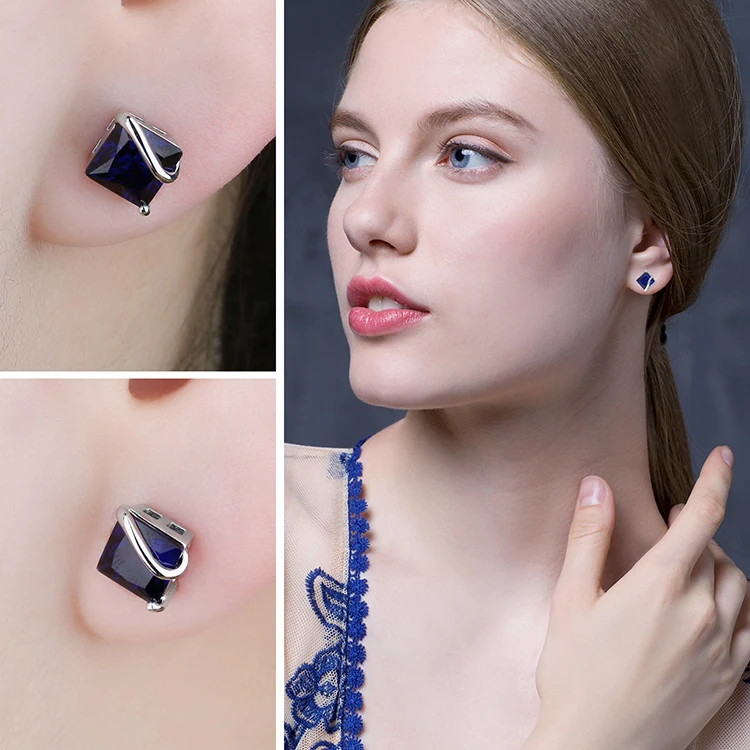 Jewelrypalace классический 2.8ct создания Сапфир Серьги-гвоздики Шарм стерлингового серебра 925 Красивые ювелирные изделия для Для женщин Мода Интимные аксессуары