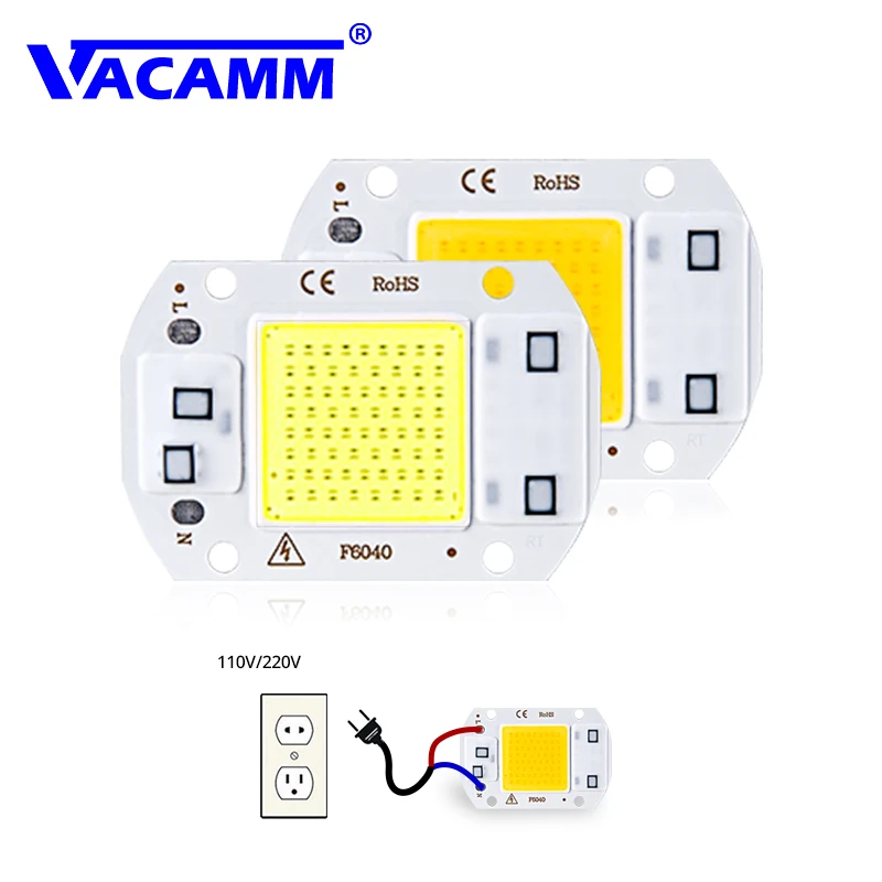 Светодиодный чип COB потолочные светильник AC220V SMD 20W 30W 50W белый/теплый белый с умная ИС(интеграционная Схема высокое Мощность DIY напольный светильник Точечный светильник