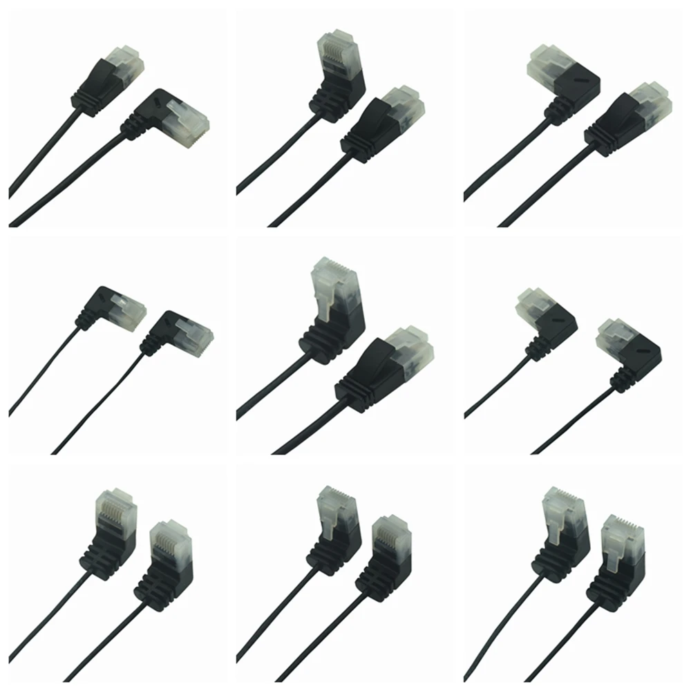 Сверхтонкий ультратонкий Ethernet кабель Cat6 RJ45 правый левый вверх вниз угол 90