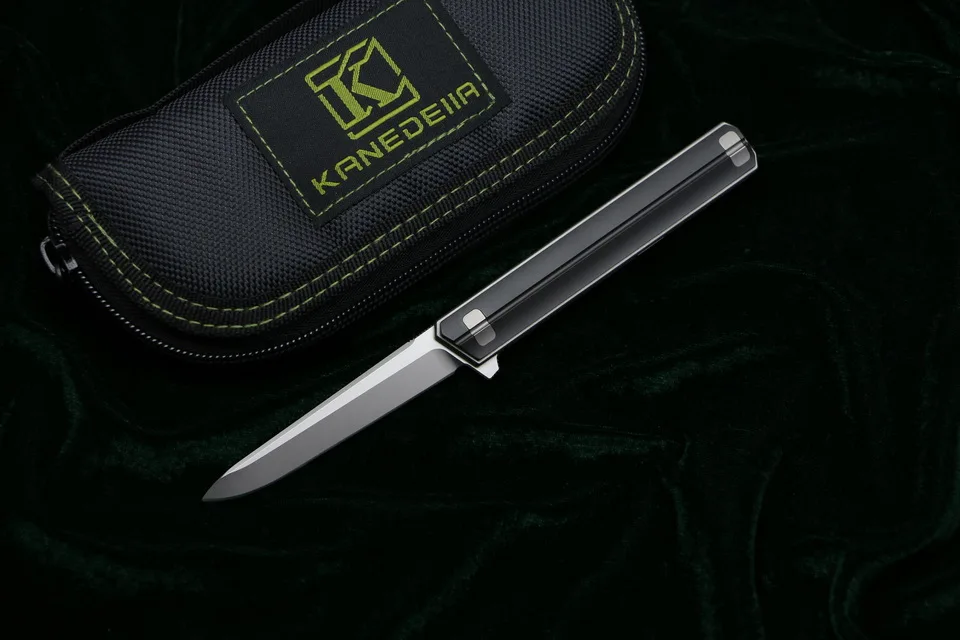 Kanedeiia, маленький складной нож с флиппером Qwaiken, титановая ручка, лезвие M390, для кемпинга, на открытом воздухе, для выживания, карманные ножи для фруктов, EDC инструменты