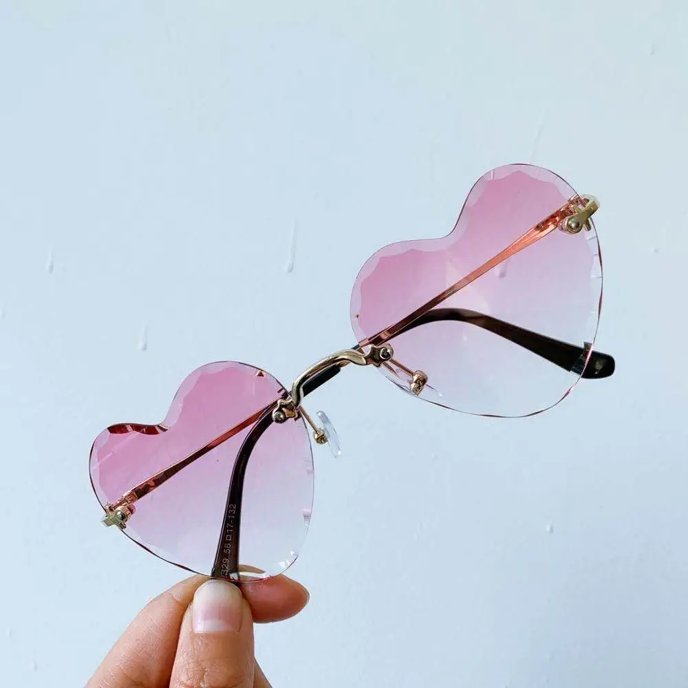 Классические безрамные солнечные очки в форме сердца Женские Ретро градиентные
