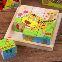 3d six sided cartoon animal cube puzzle montessori childrens educational toys baby kindergarten building block toys wholesale