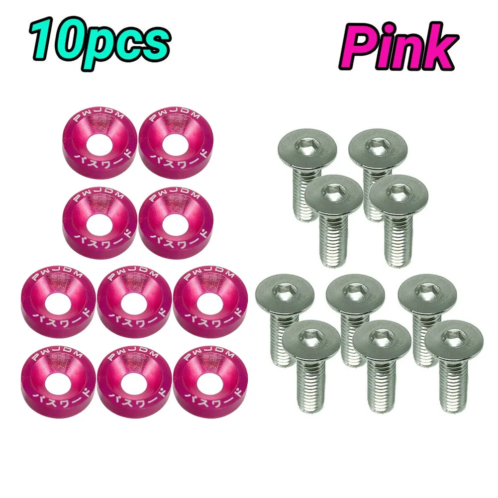 

Pink Fender Washers Trunk Universal 10 Pcs 10x Bolts Aluminum Engine Bay
