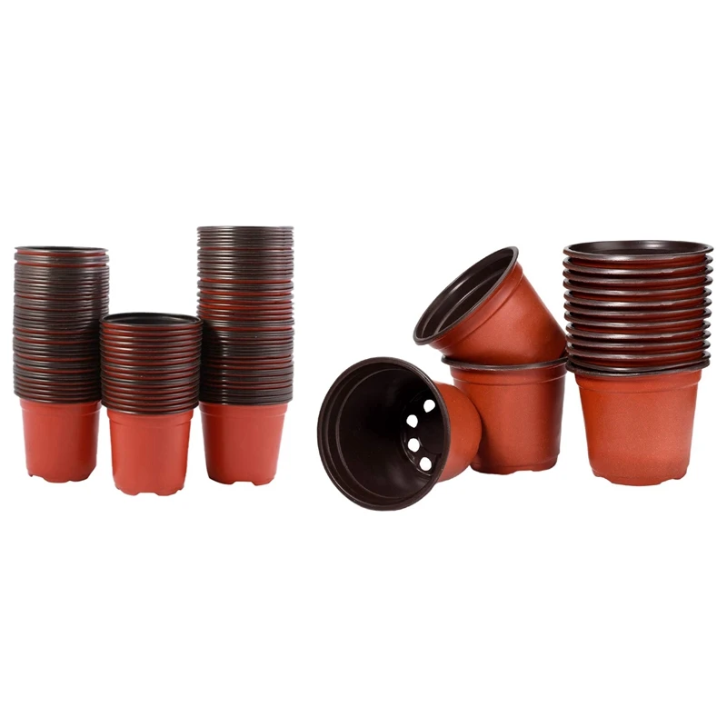 

150 Pcs Plastic Flower Seedlings Nursery Supplies Planter Pot Containers Seed Planting Pots, 100 Pcs 16Cm & 50 Pcs 18Cm