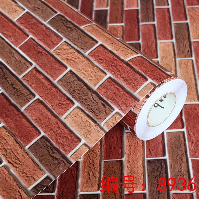 

Vintage 3D Brick Wallpaper PVC Culture Stone Decorative Film Self Adhesive Living Room TV Background Waterproof Wall Stickers