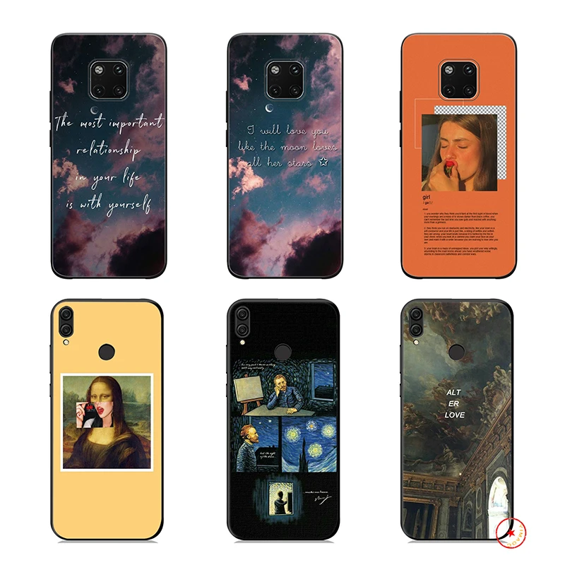 Art Aesthetic Van Gogh Mona Lisa Soft Silicone Case for Huawei P30 P20 P10 Lite Pro P Smart Plus 2018 2019 Z |