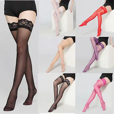 

Sexy Lady Fashion Sheer Thigh High Stocking Pantyhose Over The Knee Sexy Fishnet Long Stockings Women Lace Stay Up Stockings