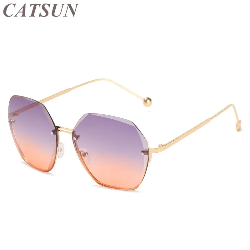 

New Classic Fashion Trend Sunglasses Women's Metal Frameless Trimming Gradient Polygon Personality Art Glasses