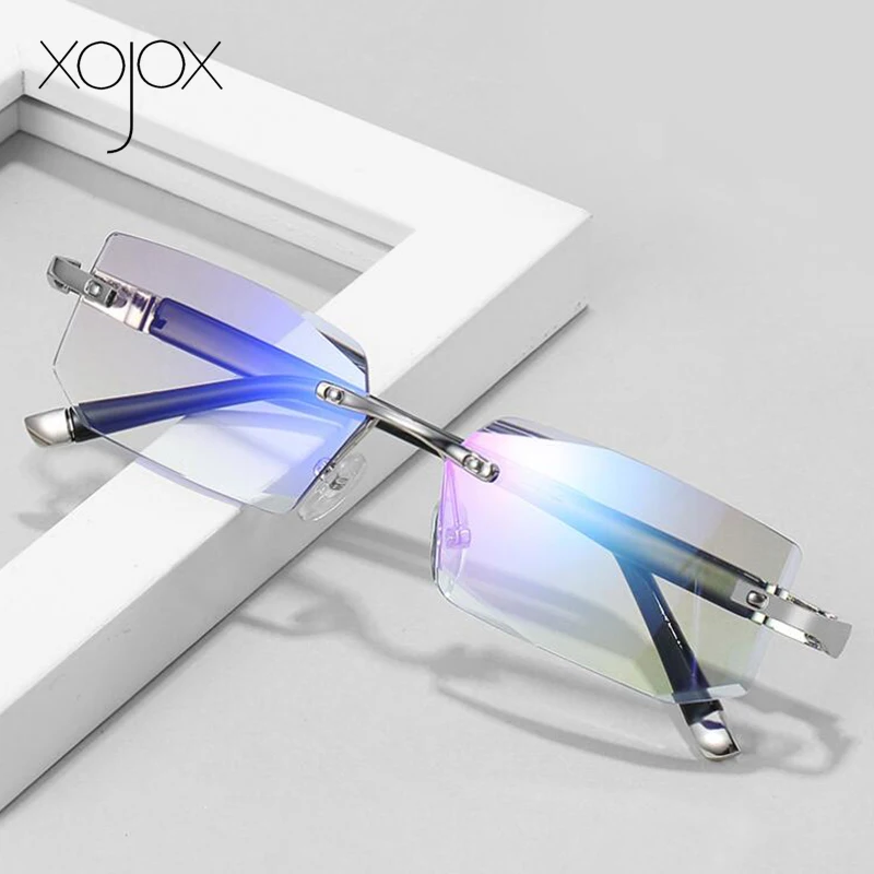 

Очки для чтения XojoX без оправы для мужчин и женщин, металлические аксессуары для чтения при дальнозоркости, с защитой от сисветильник света, ...