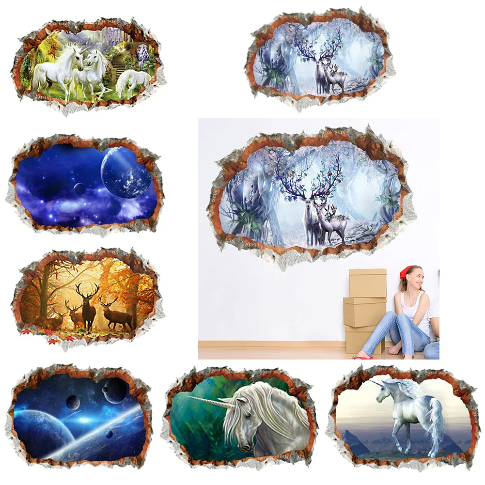 3D поврежденная стена отверстие наклейки на стену для офиса Гостиная Спальня