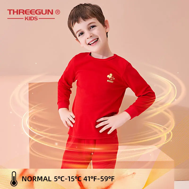 THREEGUN X DISNEY Термобелье для мальчиков Зимняя Хлопковая пижама с Микки Маусом