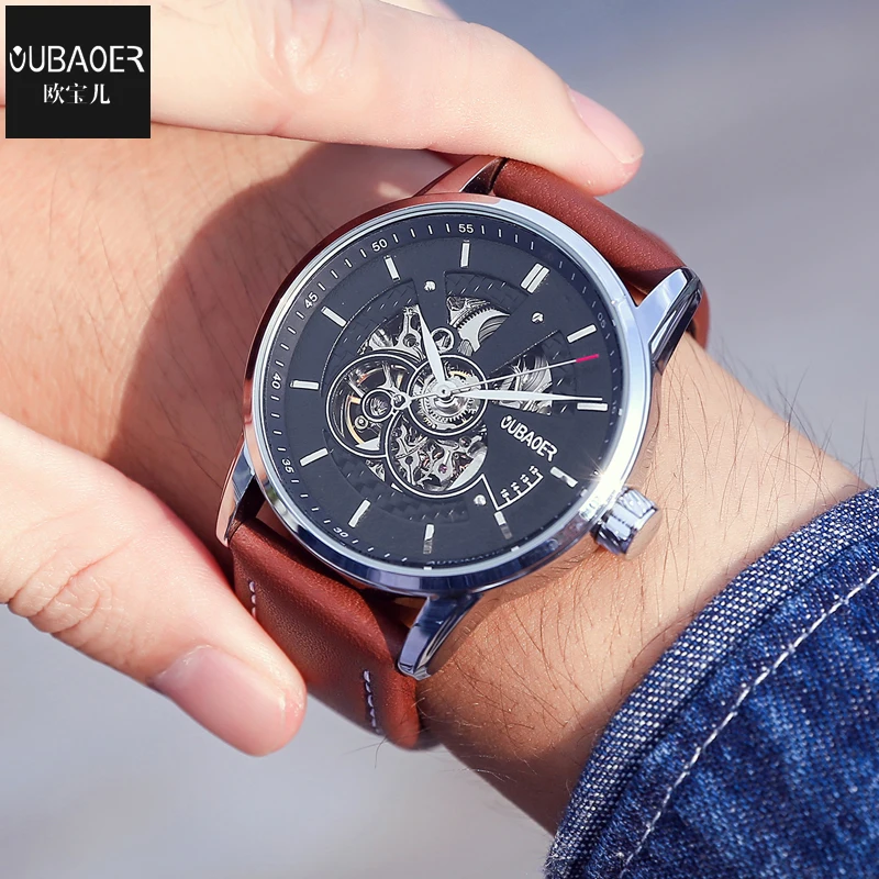 

2019 Luxury Automatic Mechanical Watch Leather Business Watches Original Men Watch Top Brand Clock Men Relojes Masculino