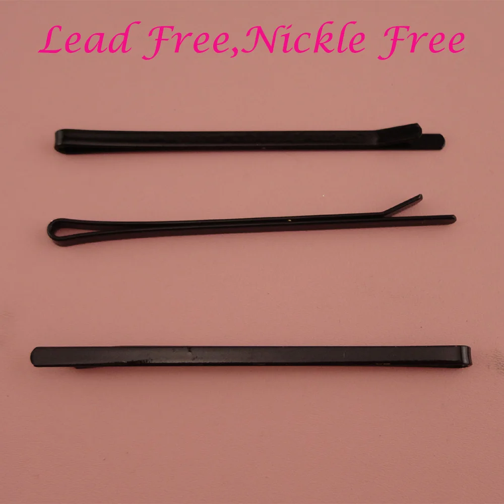 

50PCS 3.0mm*7.0cm 2.75" black plain flat metal bobby pins at nickle free and lead free,Metal hair barrettes pins slides