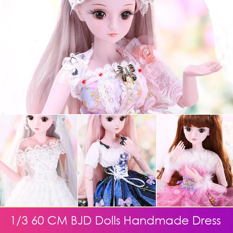 

1/3 BJD Doll Clothes 60 CM DIY BJD Dolls Dress Up Makeup Handmade Beautiful Dress With Headdress BJD Dolls Clothes Accessories