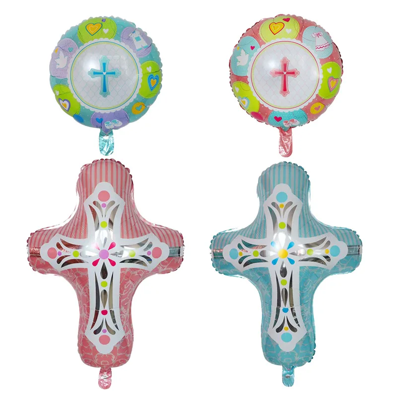 

50Pcs Jesus Cross Balloon Easter Christening Air Globo Communion Eucharist Religious Party Baptism Home Decorations Kid Toy Gift