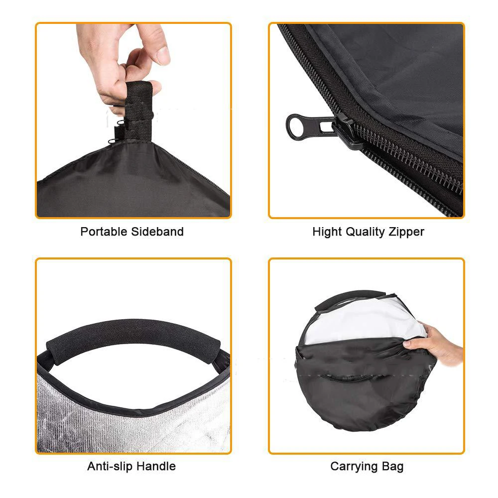 Портативный складной светильник 110 см 5 в 1 Круглый отражатель для фотосъемки