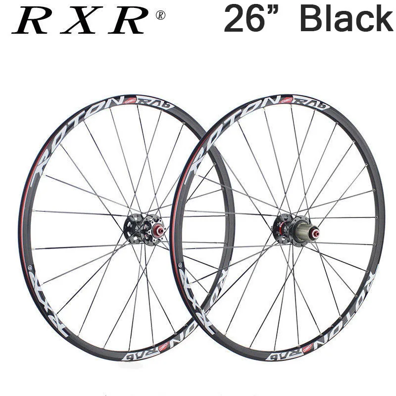 Black-26-pair RXR 26er 27,5 er 29er колеса для горного велосипеда, карбоновая ступица, комплект колес MTB, диски, дисковый тормоз, передние и задние колеса 100/135 мм QR - Цвет: Black-26-pair