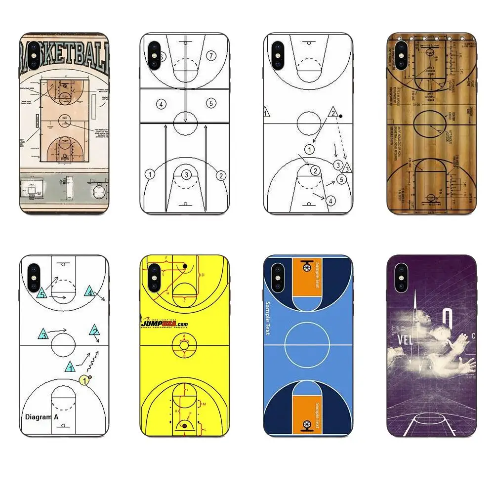 Схема баскетбольной площадки ТПУ Quinn телефон для Galaxy C5 C7 J1 J2 J3 J330 J5 J6 J7 J730 M20 M30 Ace Core