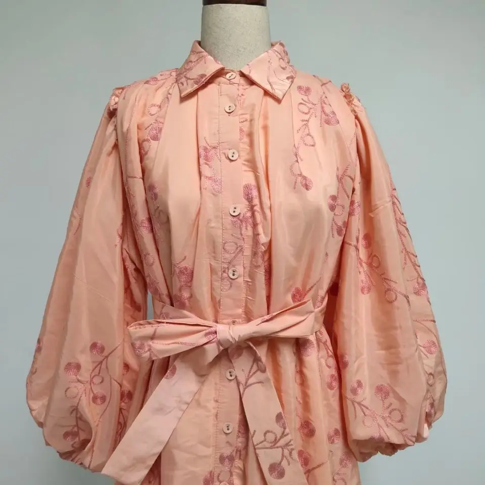 

Lantern Sleeve Sweet Preppy Stylish A Line Empire Waist Beach Vocation Holiday Dress Lace Embroid