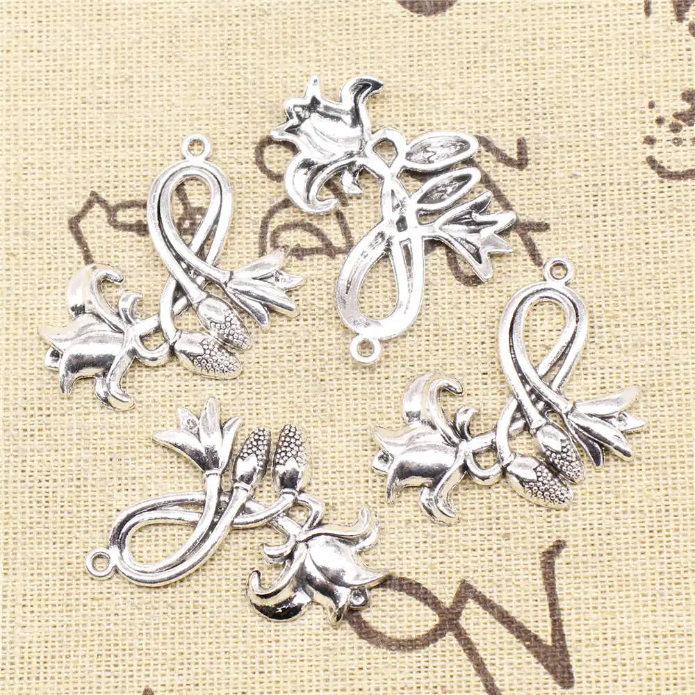

Bud Charms Supplies For Jewelry Making Kit Antique Silver Color 10pcs 30x35mm