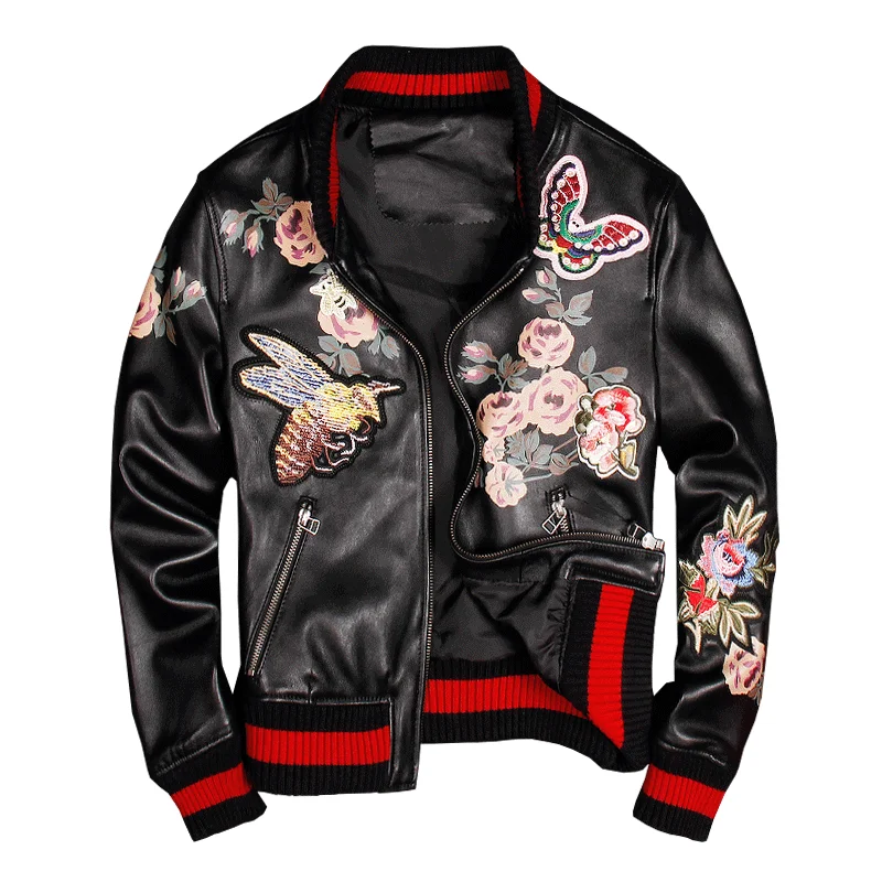 

Nice Shipping Short Women Leather Jackets Sheepskin Baseball Leather Coats Spring Autumn Female