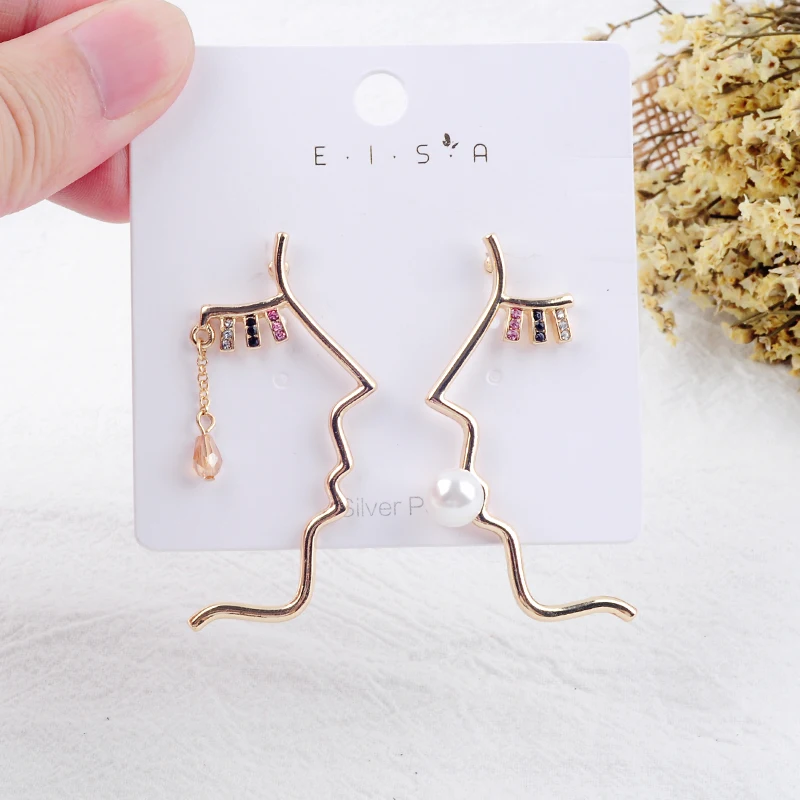 Мужские и женские Асимметричные индивидуальные серьги клипсы стеклянные слезы