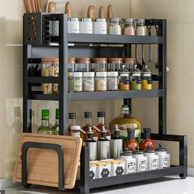 

Kitchen Spices Multi-function Spice Rack Shelf Mesa Tool Slide Multilayer Seasoning Cooking Sauce Vinegar Receive Frame Pantry