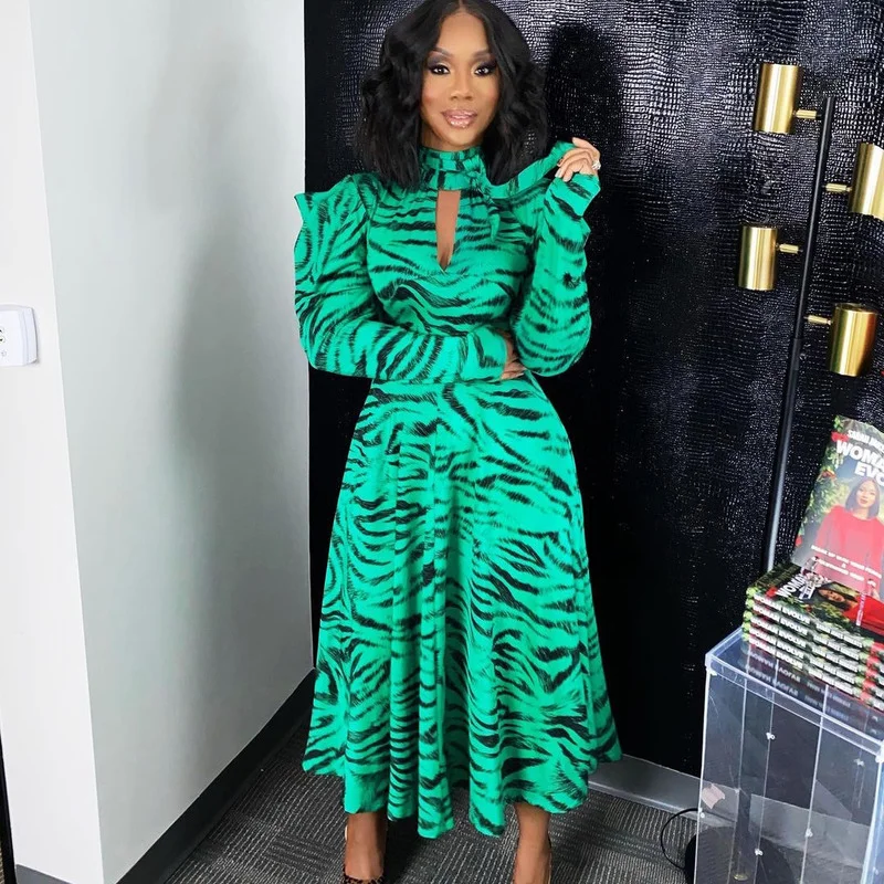 

Женское ТРАПЕЦИЕВИДНОЕ ПЛАТЬЕ с принтом, облегающее элегантное офисное платье в стиле ретро с высокой талией и длинными рукавами, Осень-зим...