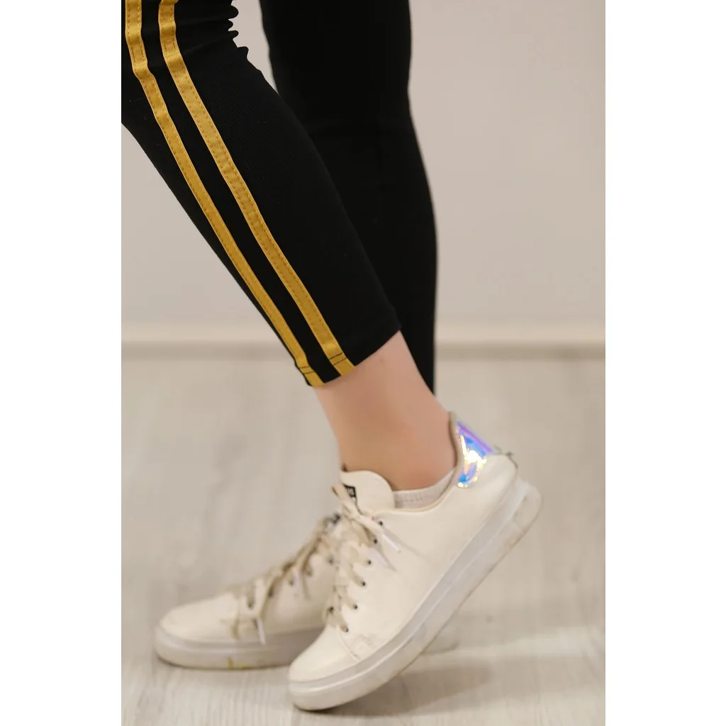 So Double Seritli Leggings Siyahcamel - 0216.432.