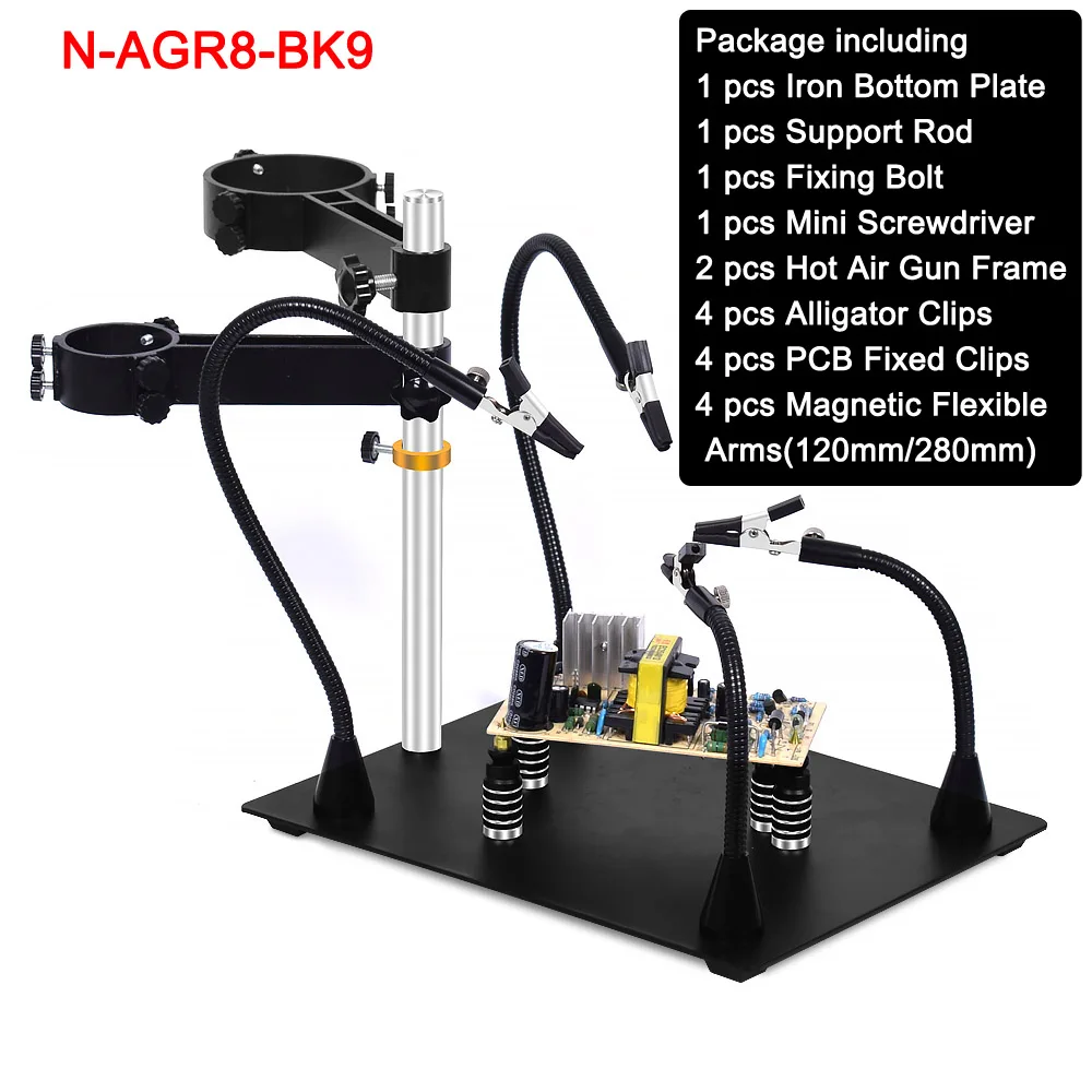N-AGR8-BK9 NEWACALOX, магнитный держатель печатной платы, гибкий кронштейн, паяльная станция, паяльник, ремонтные инструменты - Цвет: N-AGR8-BK9