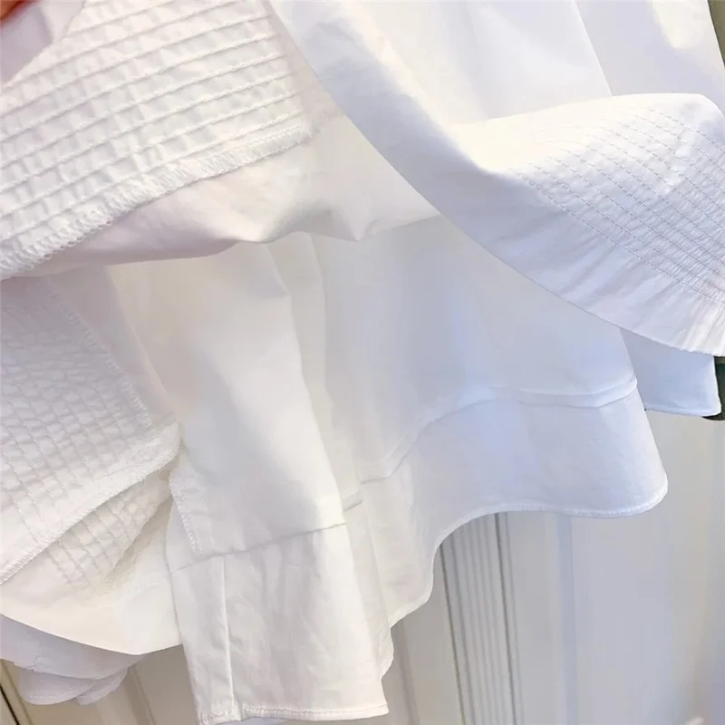 

White Pleated Shorts Woman Embroidery Elastic High Waist Short Pants Sexy Summer Wild Streetwear 2021 New Preppy Bottoms