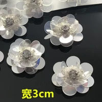 10pclot handmade white flower beaded patches for clothing diy rhinestone sequins sew on patch embroidery appliques parche ropa