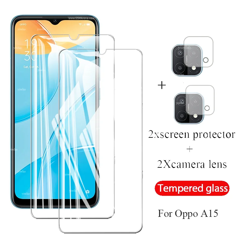 

4 в 1 на orro opo для OPPO A15 закаленное защитное стекло для oppo a15 защита для экрана пленка для объектива камеры защита телефона 6,52 дюйма