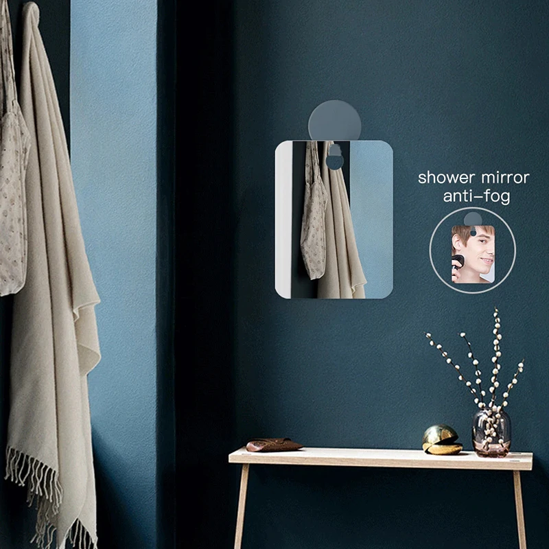 

Acrylic Anti Fog Shower Mirror Bathroom Fogless Fog Free Mirror Washroom Travel For Man Shaving Mirror 20*30cm