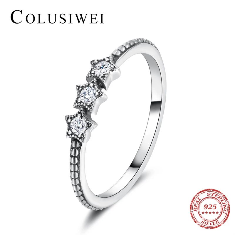 Кольцо женское из серебра 925 пробы со сверкающей звездой|Кольца| |