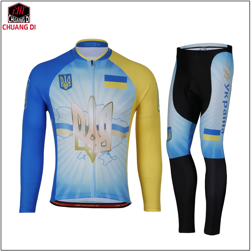 ZM национальный флаг Украины комплект для велоспорта с длинным рукавом Bicicleta
