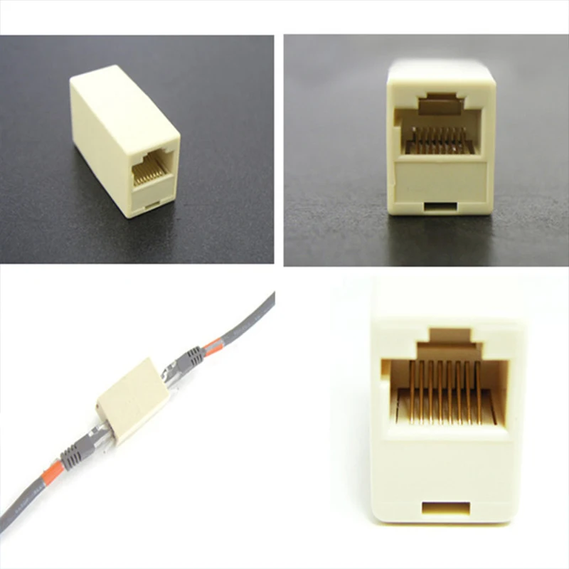 10Pcs RJ45 Connector CAT5 / 5E 6 6a Ethernet Adapter 8P8C Network Extender Coupler Lan Extension Cable Plug Female to |