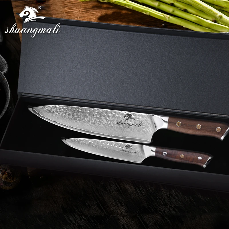 Набор ножей шеф повара из 2 предметов 8 дюймов 5 кованый кухонный нож дамасской