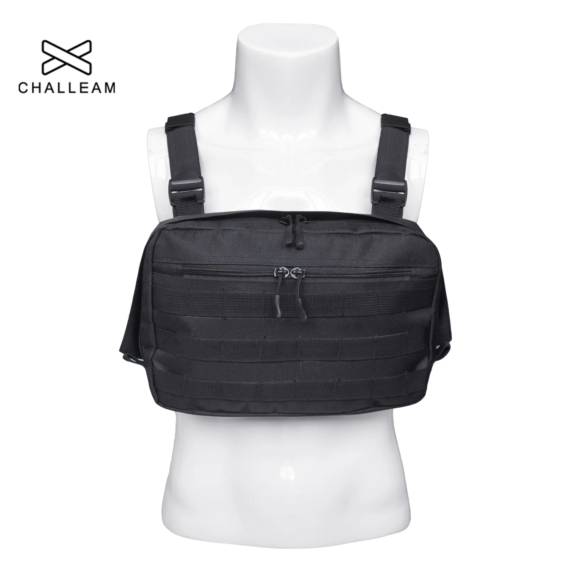 Черная Мужская нагрудная сумка регулируемая тактическая в стиле хип-хоп уличная