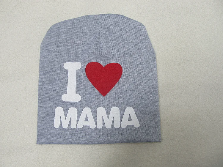 gray mama Детская шапка с надписью «I Love Mom» для девочек и мальчиков, хлопковая вязаная шапка для детей, детская шапка с рукавами, шапка для малышей, аксессуары для детской одежды - Цвет: gray mama