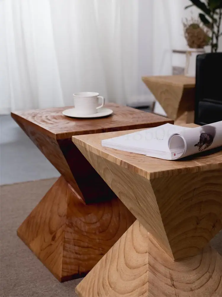 Современный минималистичный Маленький журнальный столик из массива дерева для